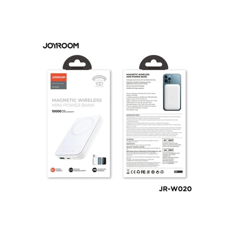 JOYROOM-W020 20W Mini magnetic wireless power bank 10000mah - Black