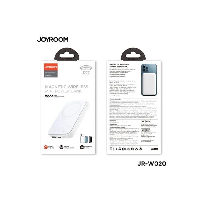 JOYROOM-W020 20W Mini magnetic wireless power bank 10000mah - Black
